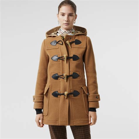 womens burberry wool blend duffle coat mytheresa|burberry faux fur camel coat.